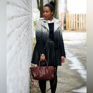 Gap Moto Wool Jacket Black & White Ombré Women’s Size M
